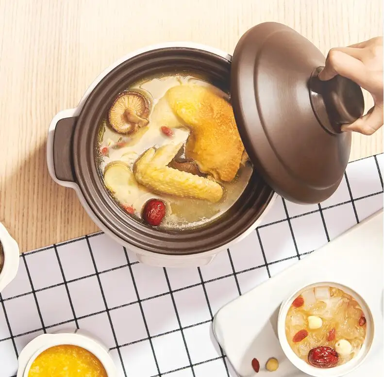 220V 2L/3L Household Ceramic Electric Stewing Pot Intelligent Automatic Dessert Soup Porridge Slow Stewer Health Preservation