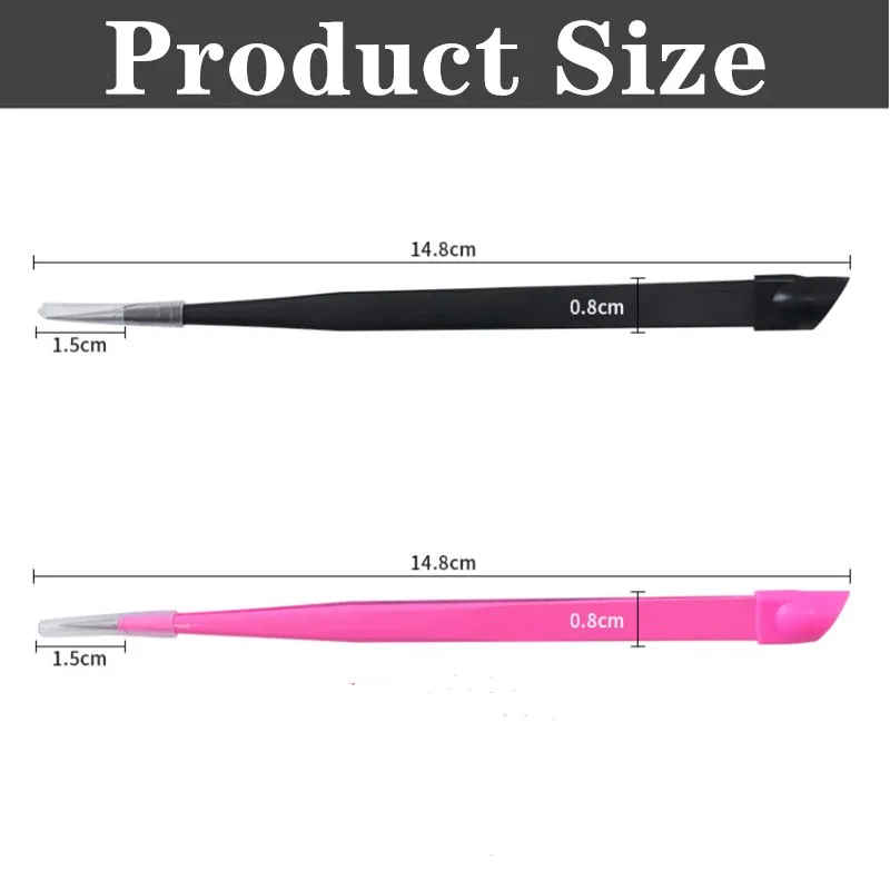 Pinzette per unghie per sopracciglia con testa di pressatura in silicone per adesivi 3D Strass Raccoglitore di adesivi per acqua Strumento per unghie in metallo T0541