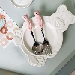 304 Stainless Steel Coffee Spoon Watermelon Ice Cream Spoon Tea Spoon Dessert Spoon Fork Children Creative Tableware Set