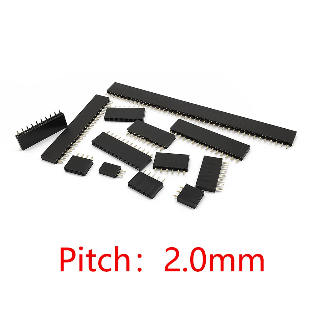 10Pcs 2.0mm Single Row Female 1x2/3/4/5/6/7/8/10/20/40 Pin Pin Header Connector 2mm Pitch Strip For Arduino PCB