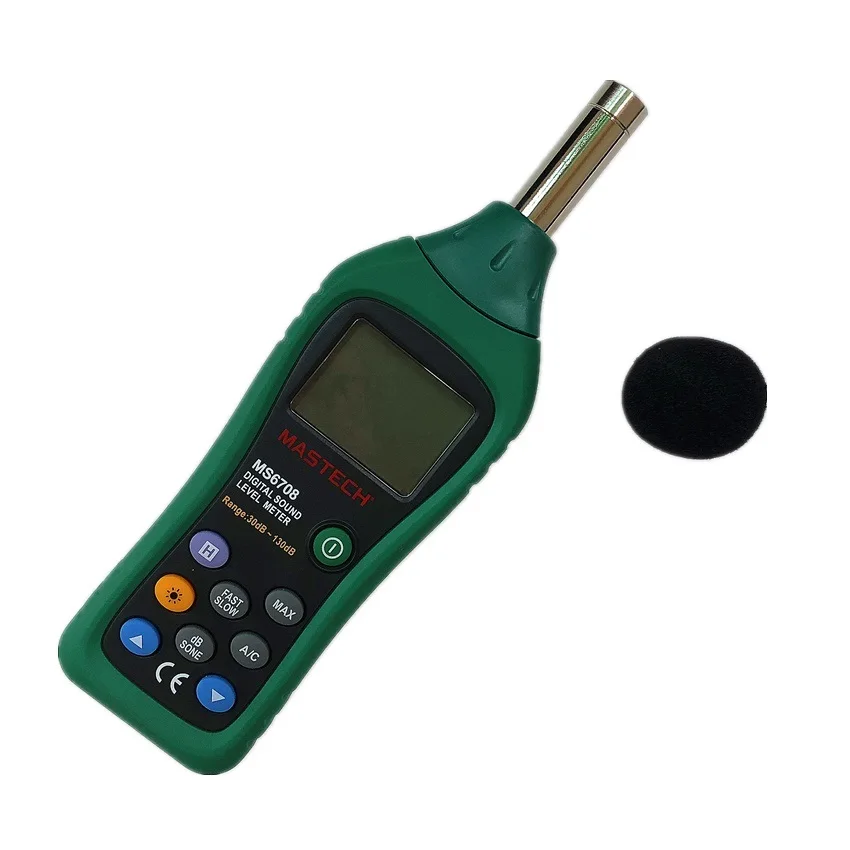 MASTECH MS6708 Handheld Industrial Digital Sound Level Meter LCD Display 30dB~130dB Analog Bar Noise DB Decibel Level Tester