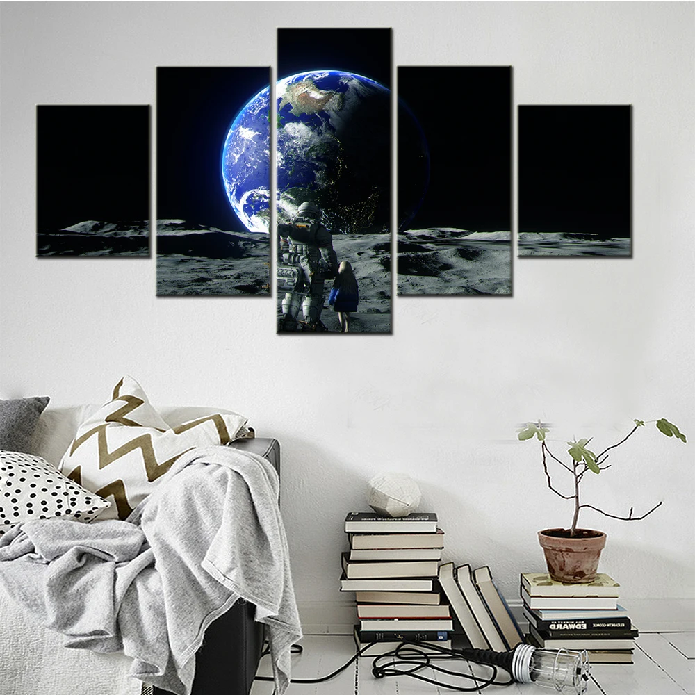 

5 Piece Painting Pragmata Game Earth Space Canvas Wall Art Posters Modern Modular Pictures Living Room Decoration Free Shipping