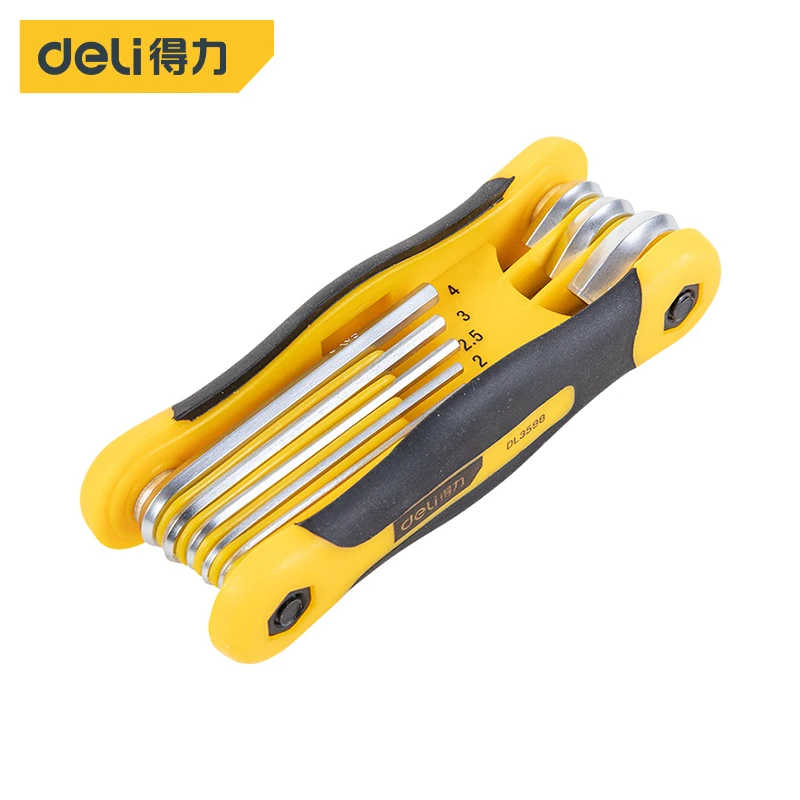 

deli Folding Portable Hexagonal Wrench Set CR-V Hex Allen Key Hex Wrenches Hand Tool Llave Hexagon Spanner Hardware Tool Kit