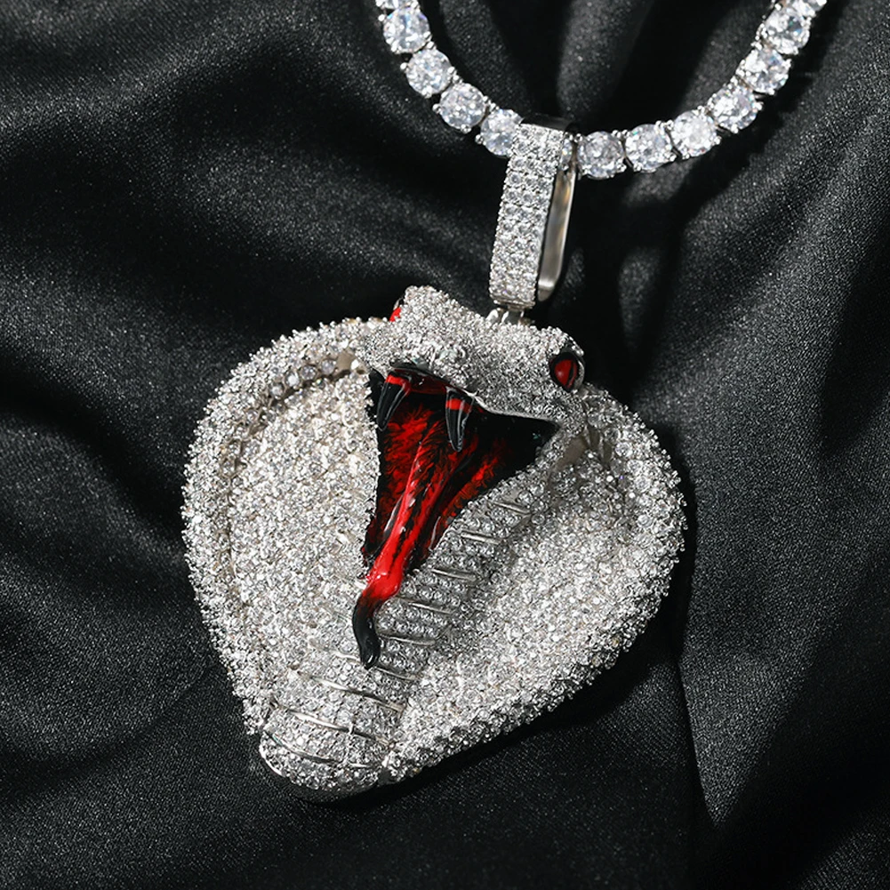 

Anztilam Snake Iced Out Pendants Necklaces For Men Paved Bling Zircon Stone Hip Hop Goth Jewelry Gift Free Shipping