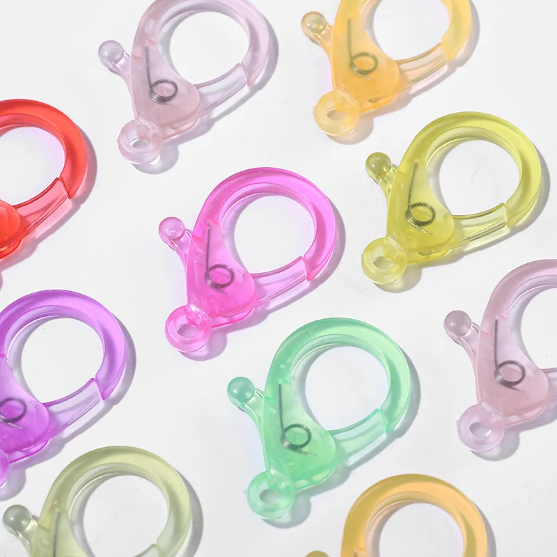 20pcs 35mm Transparent Jelly Color Plastic Lobster Clasp Hooks Necklace Bracelet Chain Jewelry Making Supplies Diy Finding Hooks