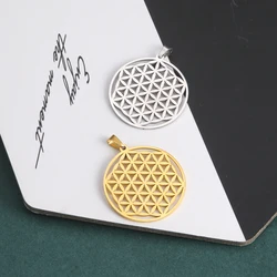 Lemegeton Flower of Life Charm Necklace DIY Jewelry Making Stainless Steel Golden Mandala Pendant Jewelry Handmade