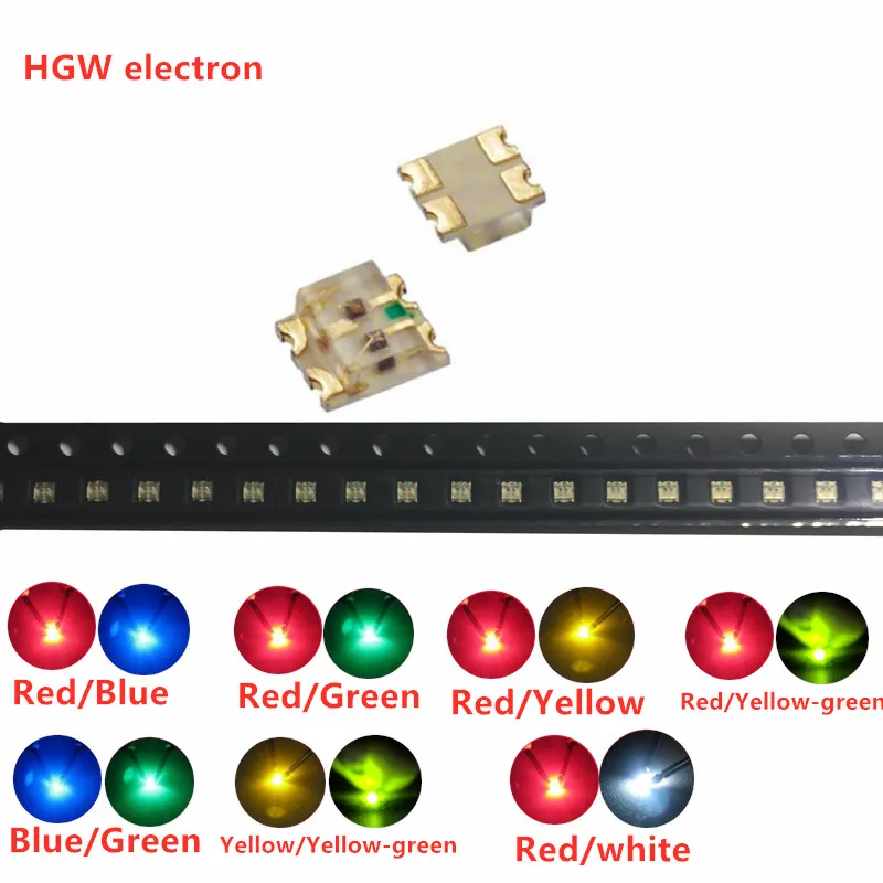 SMD0605 100pcs SMD LED 1615 Bi-Color Red-Blue/Green/Yellow/blue-Green/White yellow-green LEDs 1/35 model train railway modeling