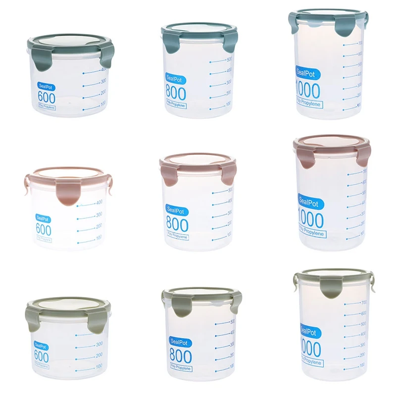 600ml /800ml /1000ml Pink/Blue/Green Fresh Pot Container Box Kitchen Storage Plastic Box Sealing Food Preservation