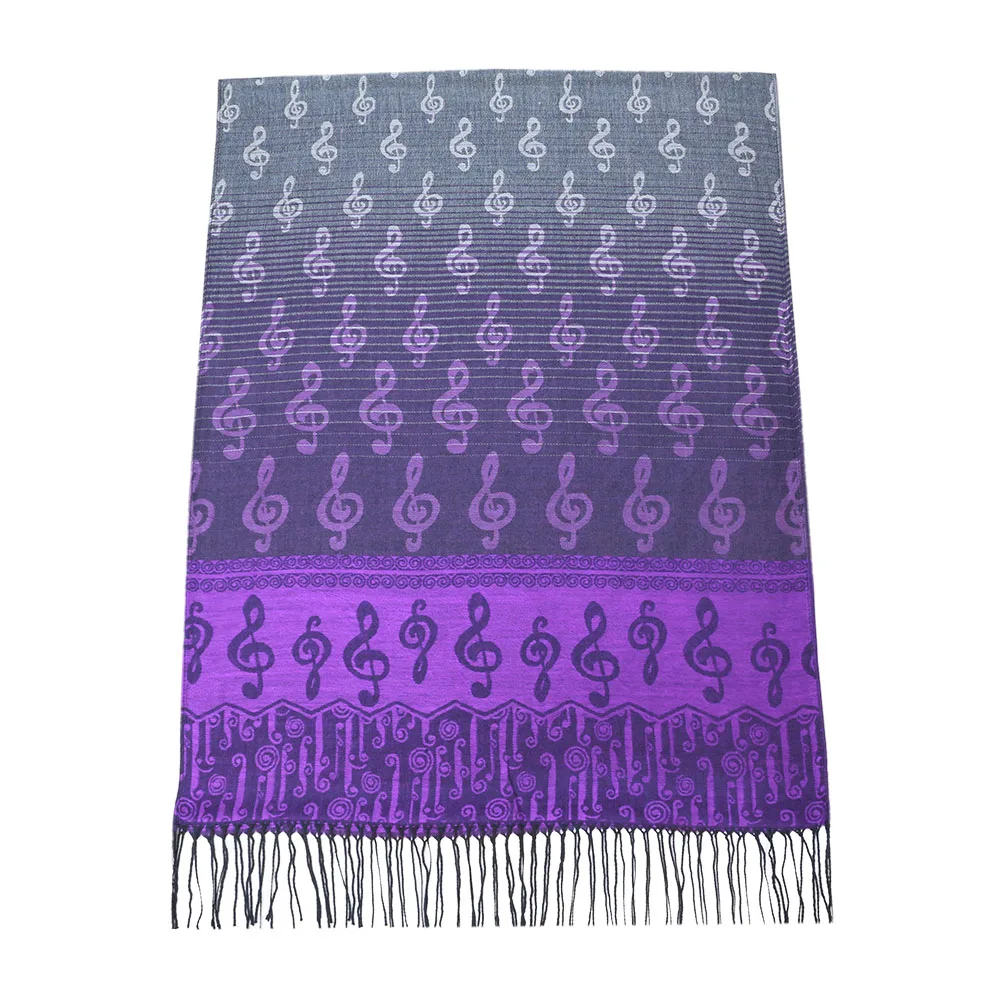 Scarf Women Luxury Winter Feminino Music G-Clefs Jacquard Fashion Pashmina Shawl Wide Wrap Woven Bandana Tippet