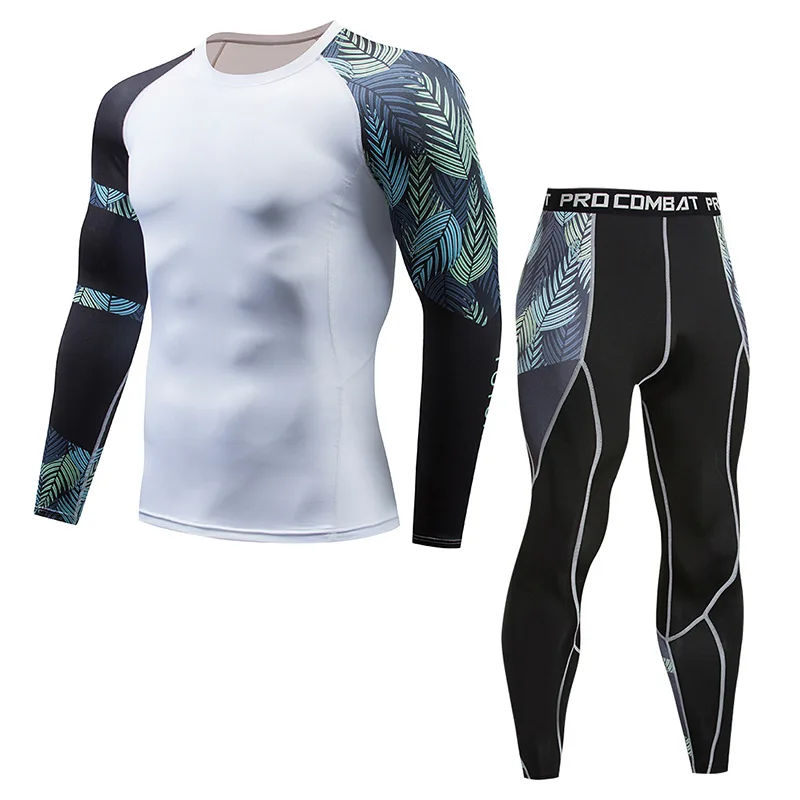 

MEN Sports Suit Fitness Bodybuilding Shapers Tights Long-Sleeved Motion Quick Dry Breathable Compression Suits