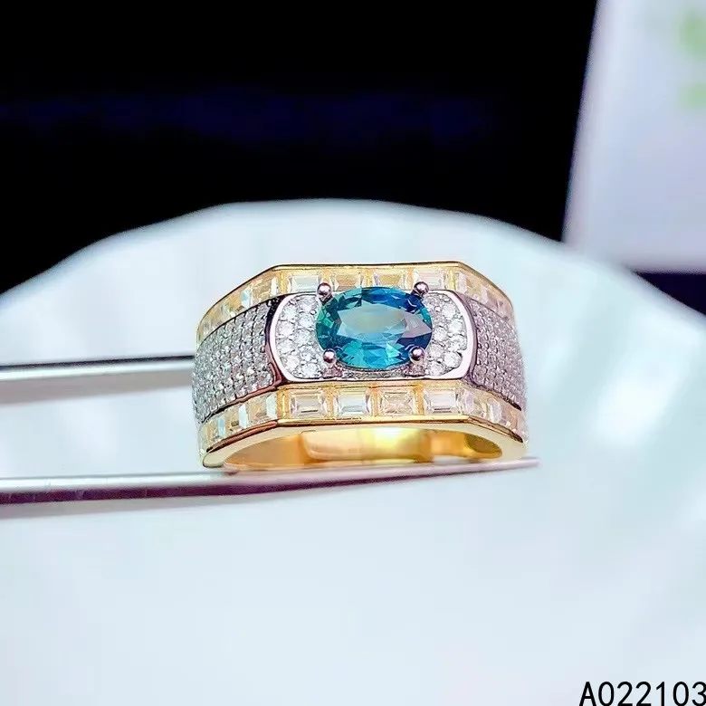 KJJEAXCMY fine jewelry 925 sterling silver inlaid Natural sapphire Chinese style noble luxury men's gem ring support check Gift