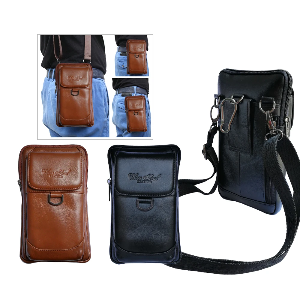 

Genuine Leather Men's Vertical Style Single Shoulder Wrap Head Layer Cowhide Casual Versatile Mobile Phone Crossbody Bag