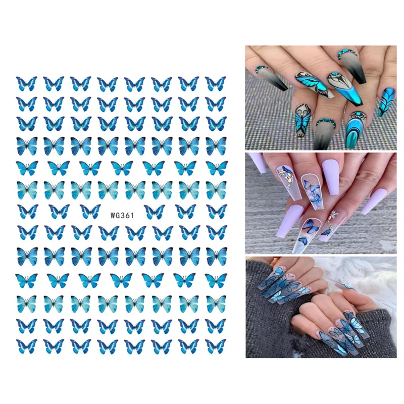 

10PCS Color Butterfly Nail Sticker Slider Multicolored Flower Butterfly Female Nail Applique Beauty Decoration