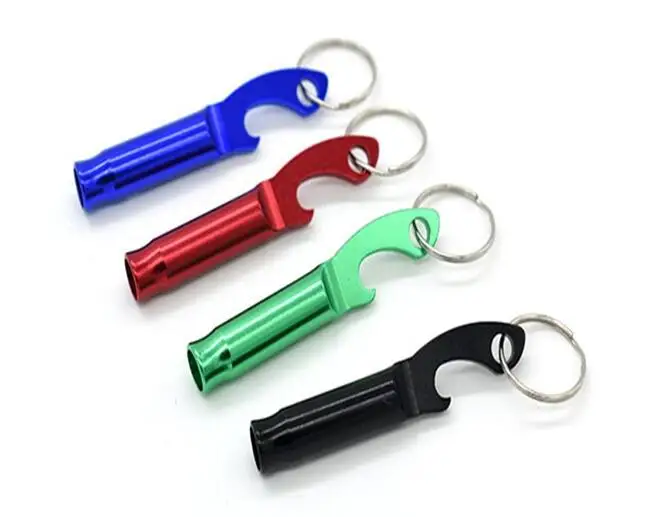 

200pcs/lot Fast shipping 2 in 1 kit Mini Aluminum Keychain Keyring Beer Bottle opener With whistle