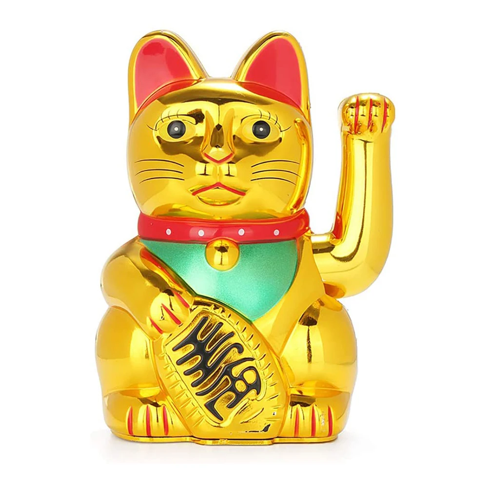 Japanese Gold Lucky Cat With Waving Arm Battery Charging Lucky Fortune Cat For Home Decoration Room Ornaments Gifts (No Battery)