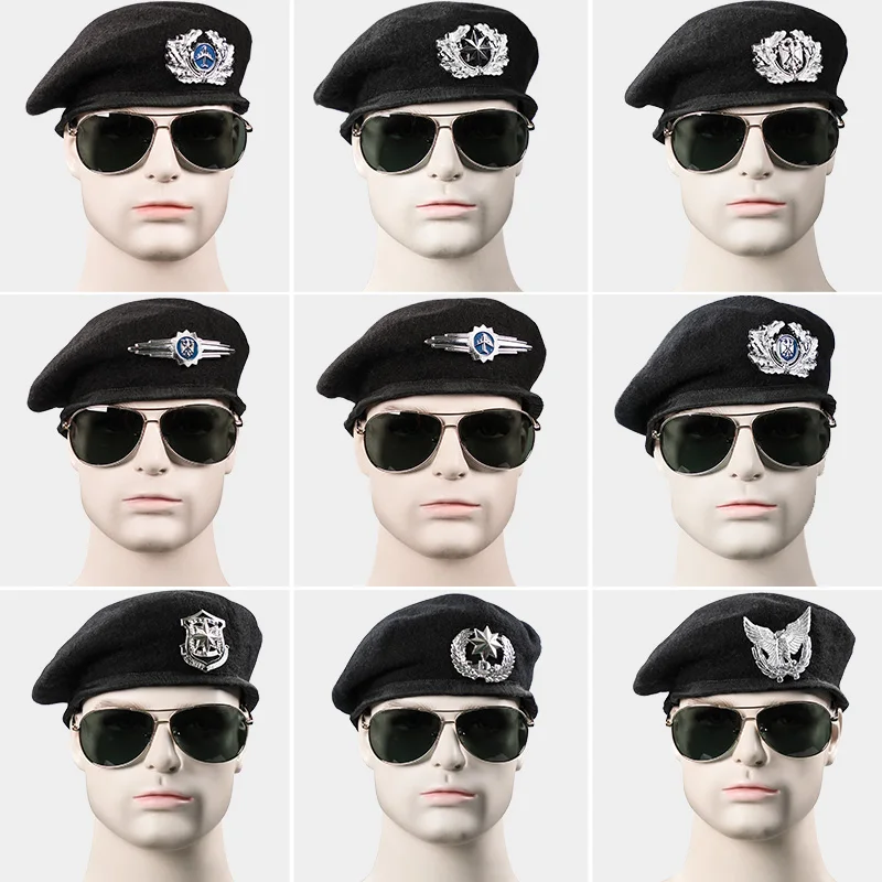 Security Guard Wool Beret Men Women Work Hat Etiquette Hat Air Pilot Performance Caps Autumn Winter Fashion Berets