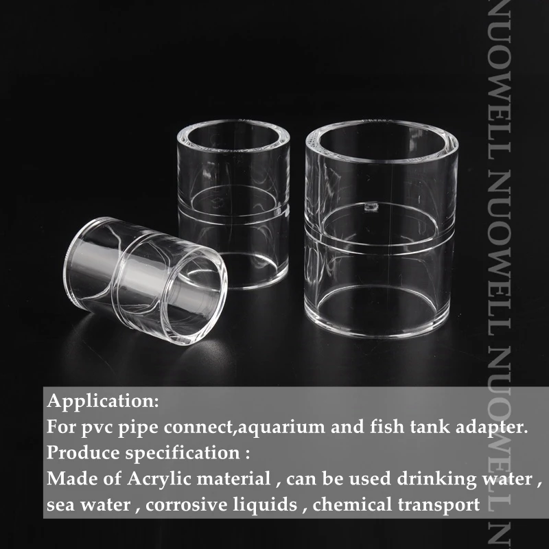 1pc I.D 20~32mm Acrylic Pipe Aquarium Fish Tank Straight Connector Transparent Plexiglass Water Supply Tube Home DIY Connector