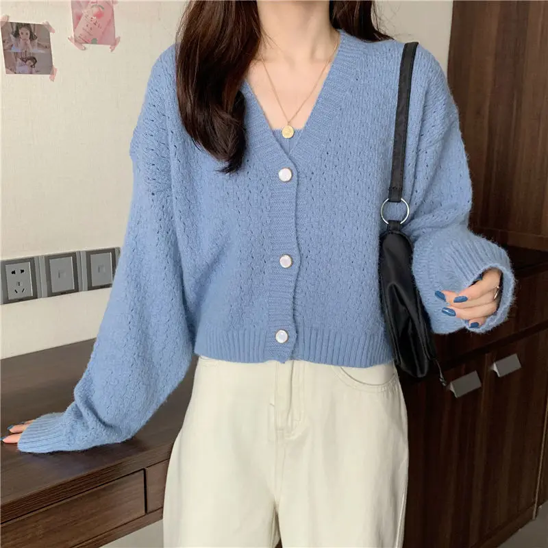 Cardigan da donna solido corto tenero semplice per il tempo libero 3 colori college primavera popolare comodo maglione femminile allentato Ulzzang