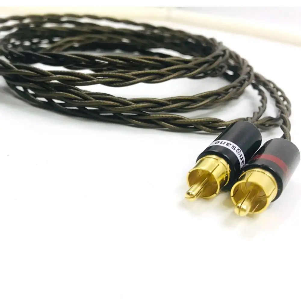 TOP-HiFi 1/4 6.35mm TRS Male to 2 RCA Male Cable Nordost Odin Siver Plated 6.35mm to Double RCA Male Audio Adapter Cable