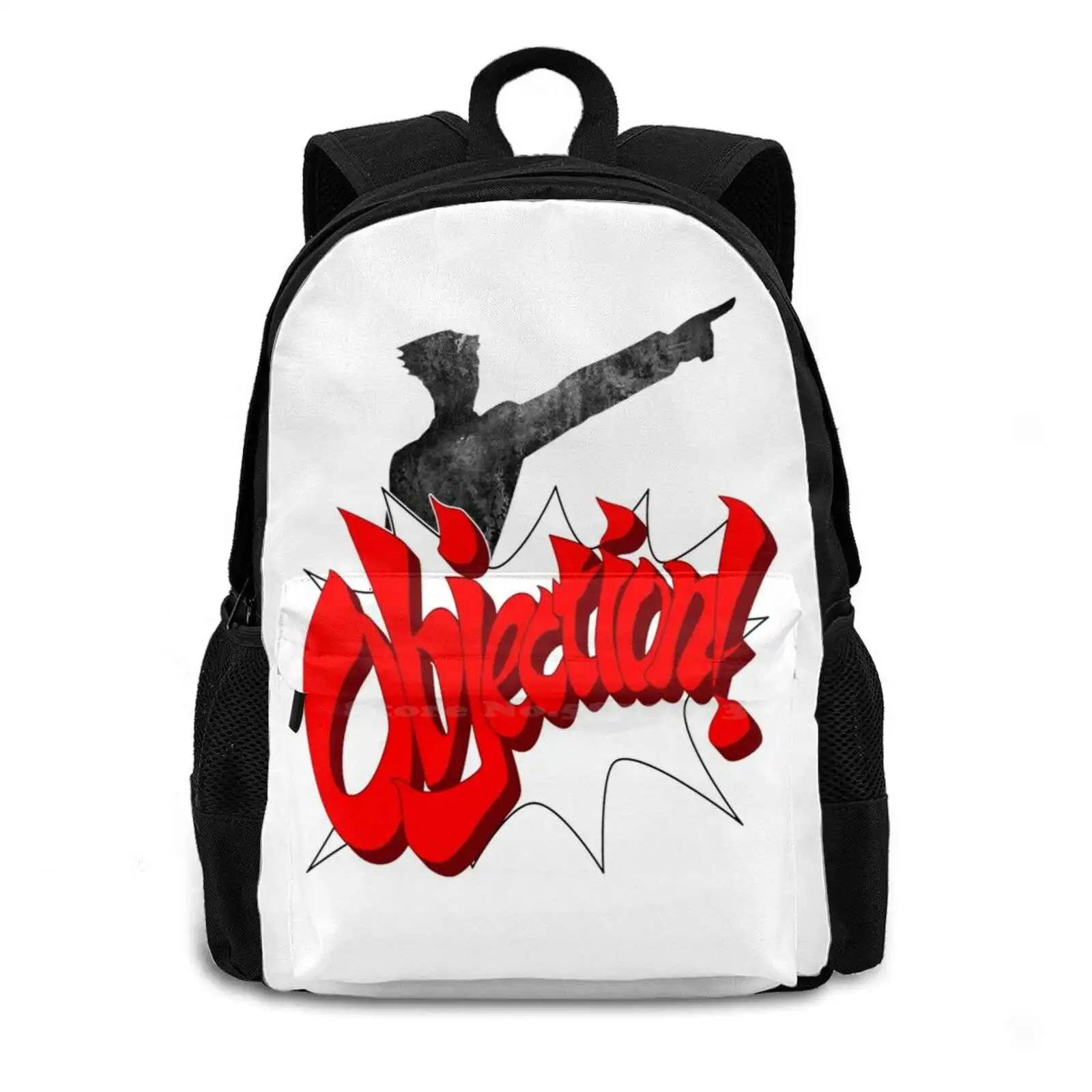 Objection ! Large Capacity School Backpack Laptop Bags Phoenix Wright Objection