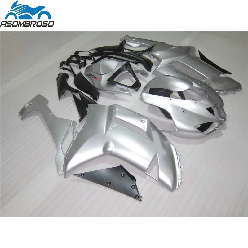 

Silver Black New Arrival Motorcycle parts for Kawasaki Ninja ZX6R fairing kit 2007 2008 fairing set zx6r 08 08 GF16