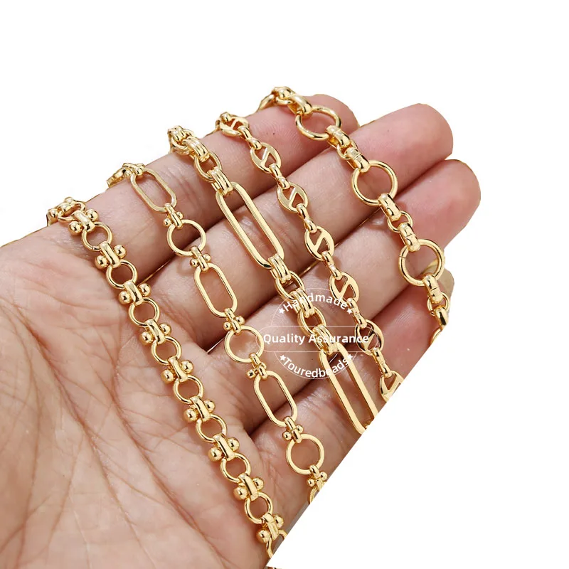 

1m Gold Plated Raw Brass Handmade Chain Golden Bracelet Necklace Circle Link Chains for DIY Jewelry Making Accessories