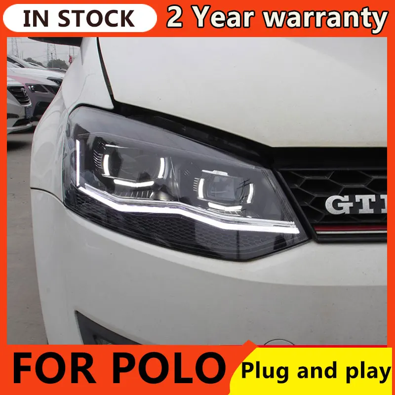 Headlights For Car VW POLO 2010-2018 POLO DRL Day Running Light Head Lamp LED Bi Xenon Bulb Fog Lights Tuning Car Accessory