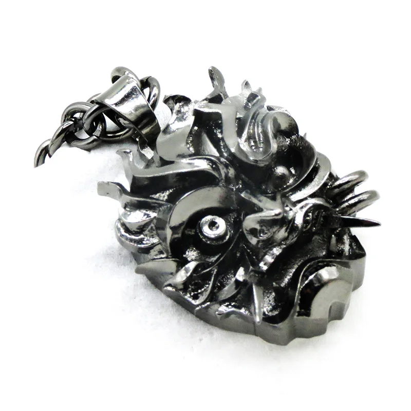 Samurai Mask Medallion Pendant Necklace 32*25mm Wizard School Monster Hunter Wild 3D Punk Black Games Chains Necklace view 4