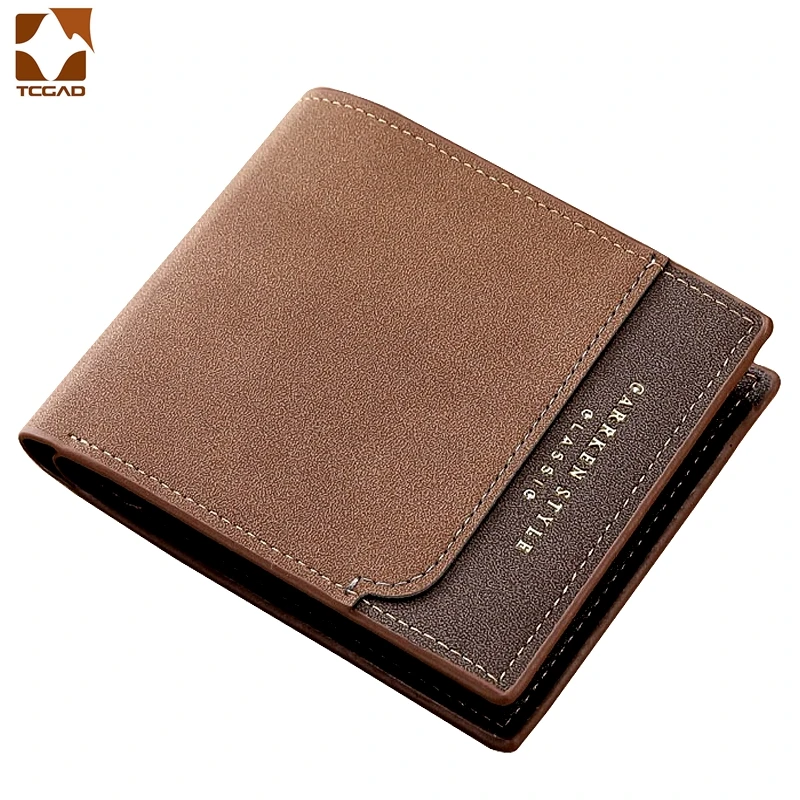 men's wallet Casual small carteiras wearproof dollar thin purse patchwork black/brown/coffee man wallet PU leather mini cuzdan