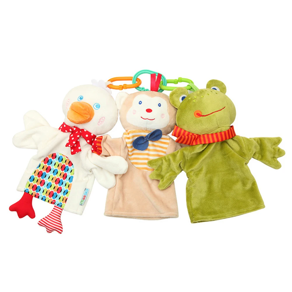 Marionnette à doigt Animal de dessin animé jouets en peluche marionnette singe/grenouille/canard Figurine enfant bébé faveur poupée raconter des histoires accessoires jouets éducatifs