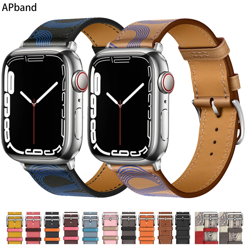 Leather strap For Apple watch band 44mm 45mm 49mm 41mm 40mm Accessorie wristband correa bracelet iWatch series 5 6 SE 7 8 ultra