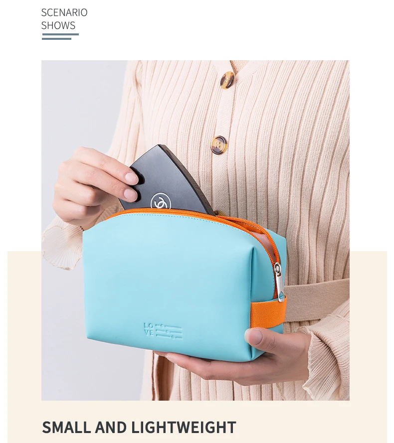 Wasserdichte Kosmetiktasche für Damen, PU, niedliche Bonbonfarben, Reise-Make-up-Taschen, tragbare Make-up- und Toilettenartikel-Aufbewahrungstasche, Organizer-Box – Detail 8
