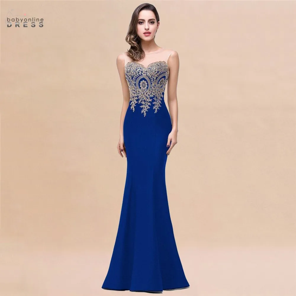 

Robe Demoiselle D'honneur Elegant Appliques Lace Royal Blue Bridesmaid Dresses Cheap Wedding Party Dress Robe de Soiree