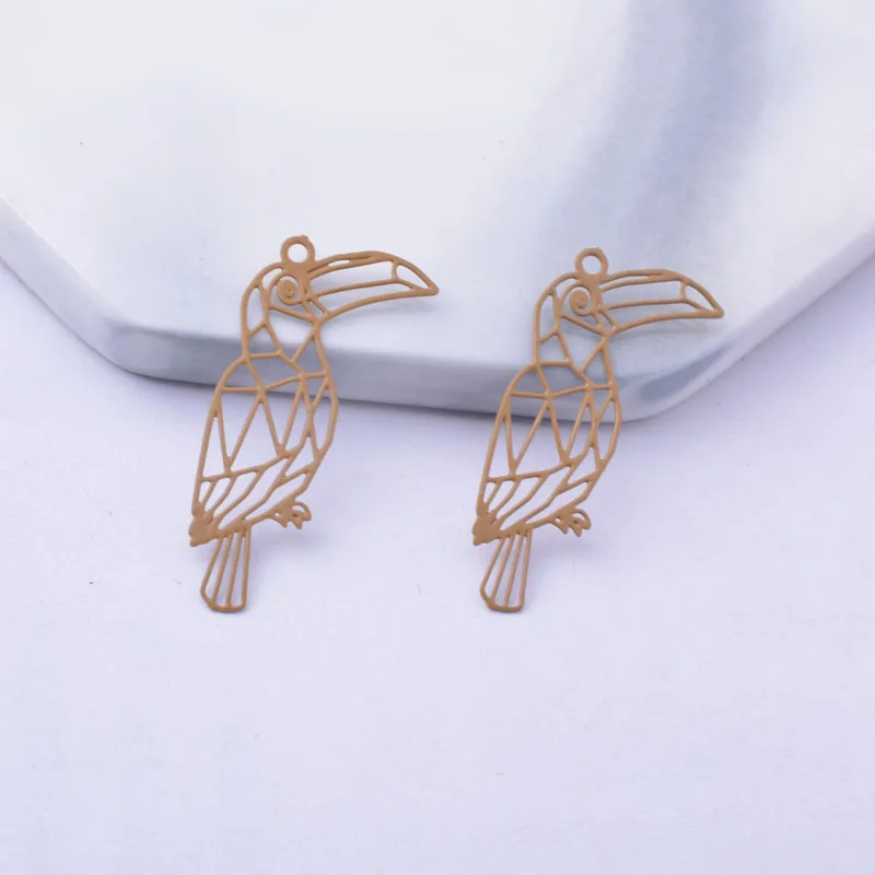 50 Stück AC12434 25*20mm Messing Tieranhänger Papageien-Charms in Silber- und Goldfarbe Kleine Anhänger für DIY-Schmuck und Ohrring-Zubehör – Detail 7