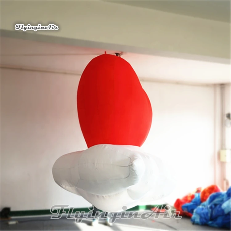 Personalized Hanging Lighting Inflatable Heart Balloon 3m Red LED Flying Heart With A Cloud For Valentine's Day Decoration