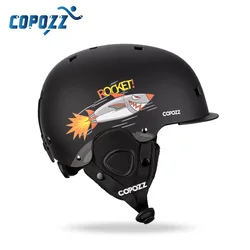 Copozz capacete de esqui infantil, desenho animado, moldado integralmente, proteção para esportes ao ar livre, snowboard, equipamento de esqui feminino