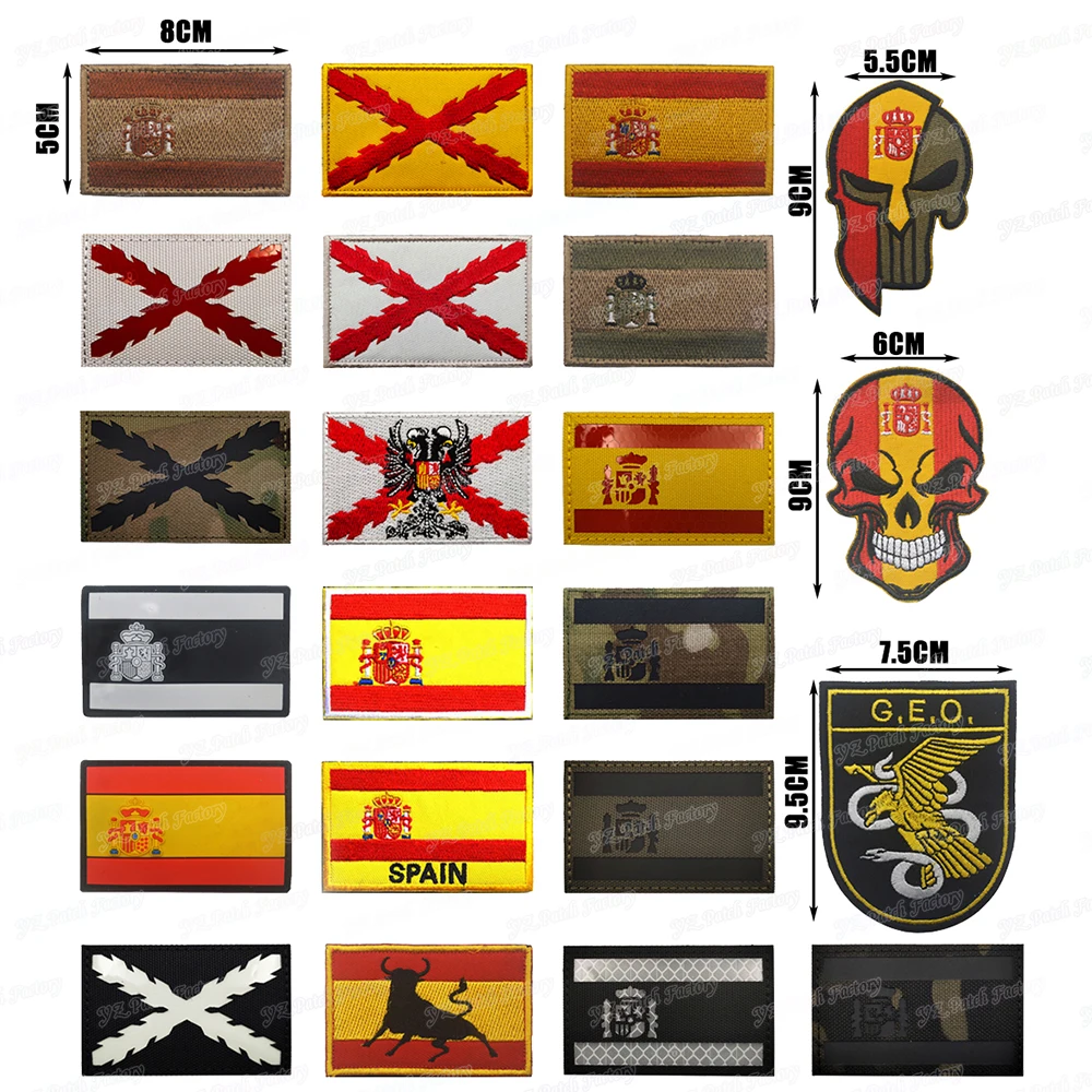 Flag of Cross Burgundy Infrared Reflective IR Patch Spain Flag Spanish Emblem Armband Tactical Applique