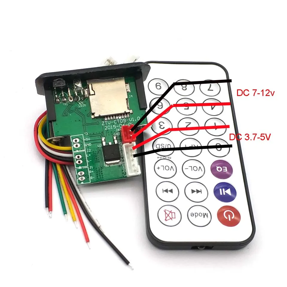 Car 5V/12V Mini MP3 Decoder Board USB TF U-Disk Reader MP3 Player Amplifier With IR Remote Controller For Uno