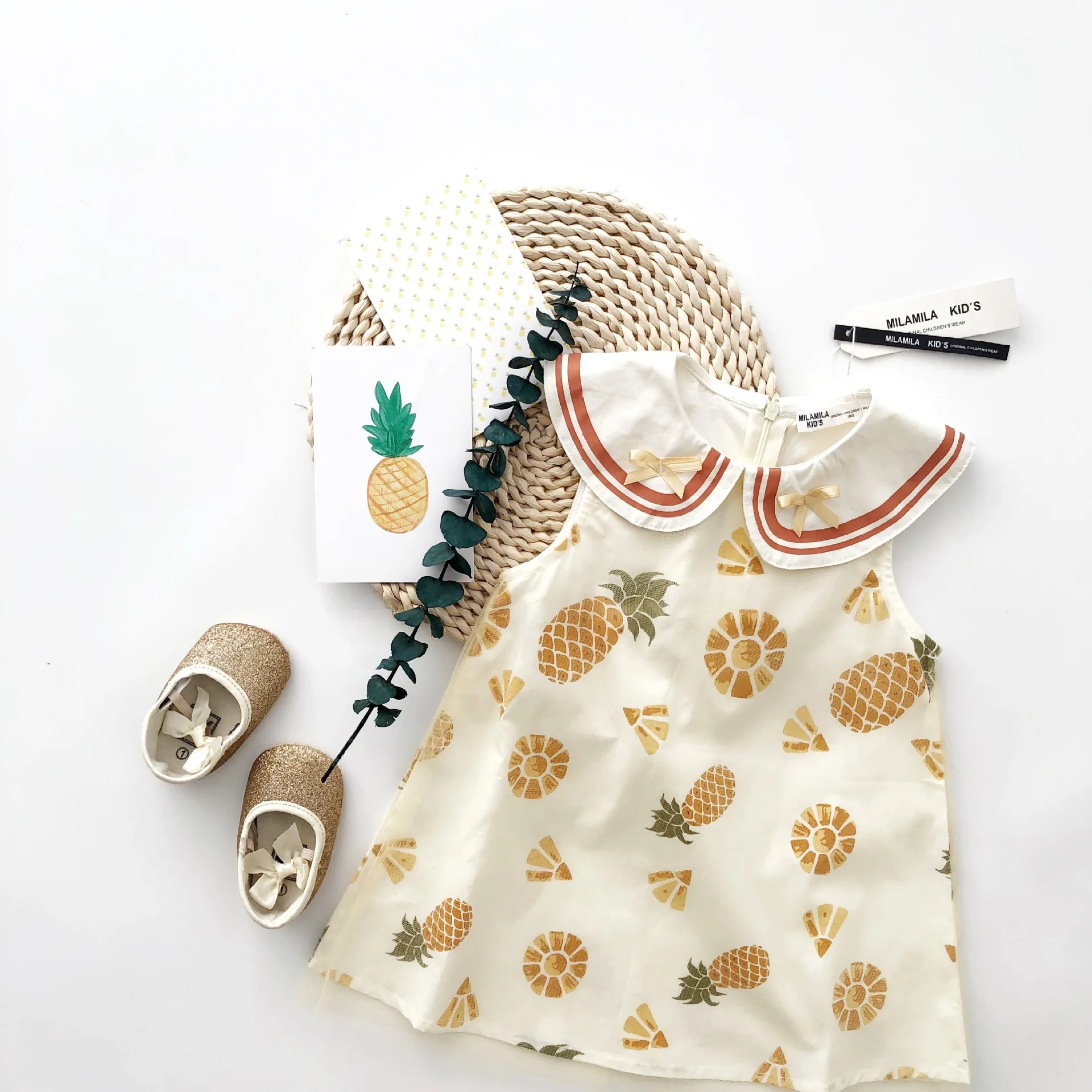 

Tonytaobaby Summer New Girls' Pineapple Mesh Dress Girls Dresses