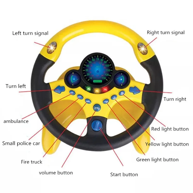 Eletric Simulation Steering Wheel Toy Light Sound Baby Kids Musical Educational Copilot Stroller Steering Wheel Vocal Toys Key