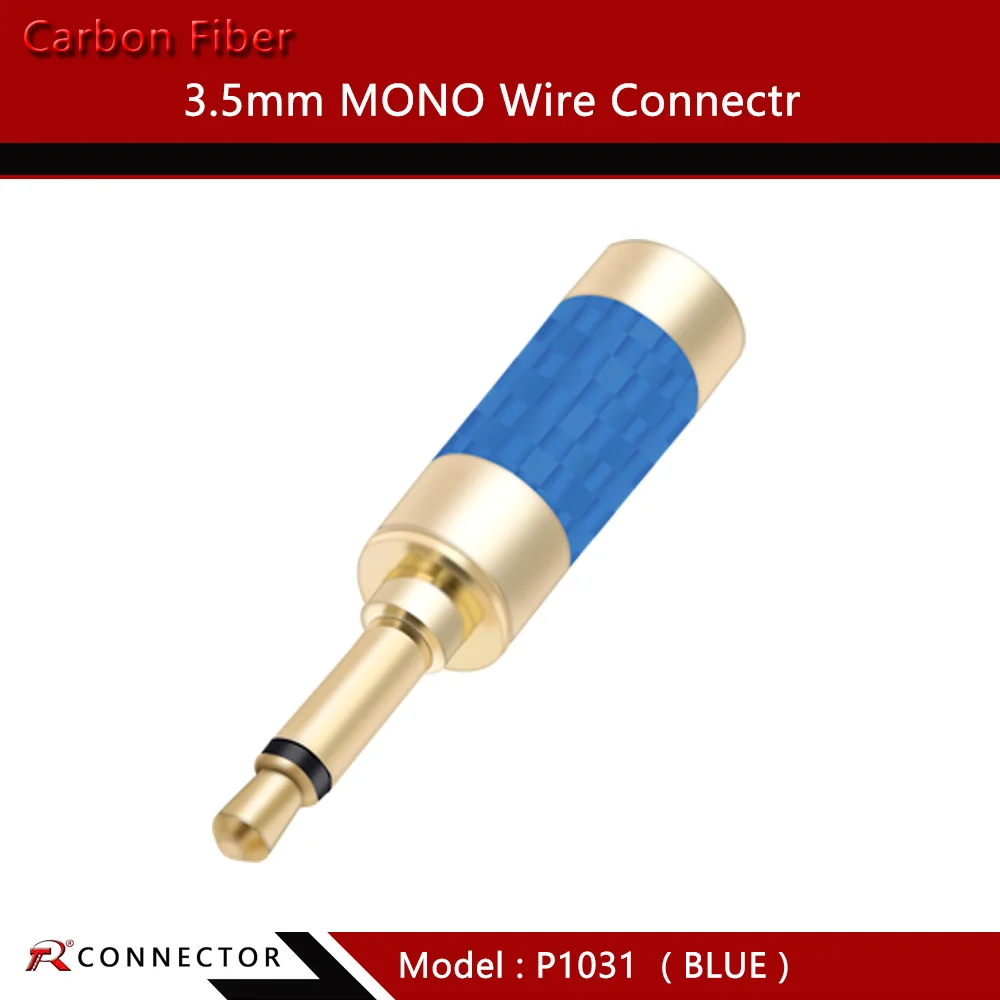 1PC Gold Plated 3.5mm Mono & Stereo Mini Plug 3/4pole Connector Carbon Fiber Mini Plug Fit for cable up to 6mm