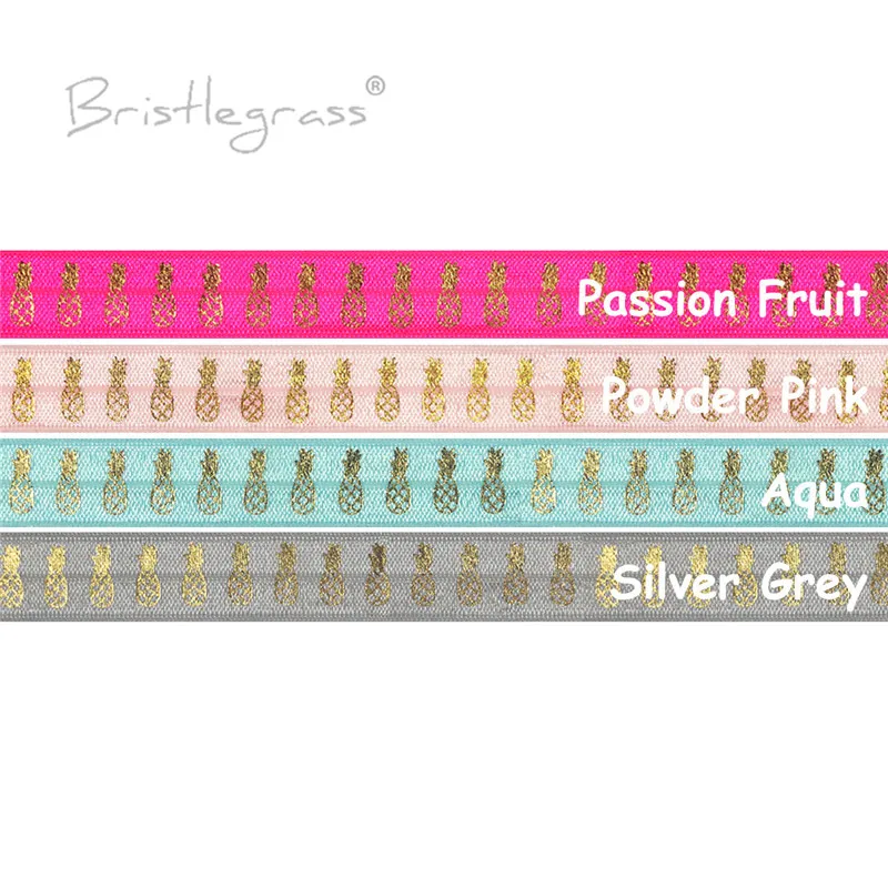 BRISTLEGRASS 5 Halaman 5/8 "15Mm Nanas Foil Cetak Musuh Lipat Elastis Spandex Band Rambut Headband Tutu gaun Jahit Trim