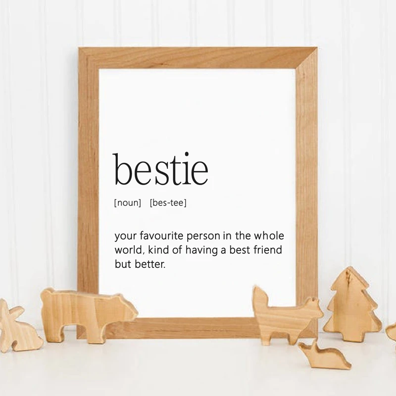 Bestie Definition Prints Modern Minimalist Poster Gifts for Best Friend Black White Picture Wall Art Canvas Painting Home Decor