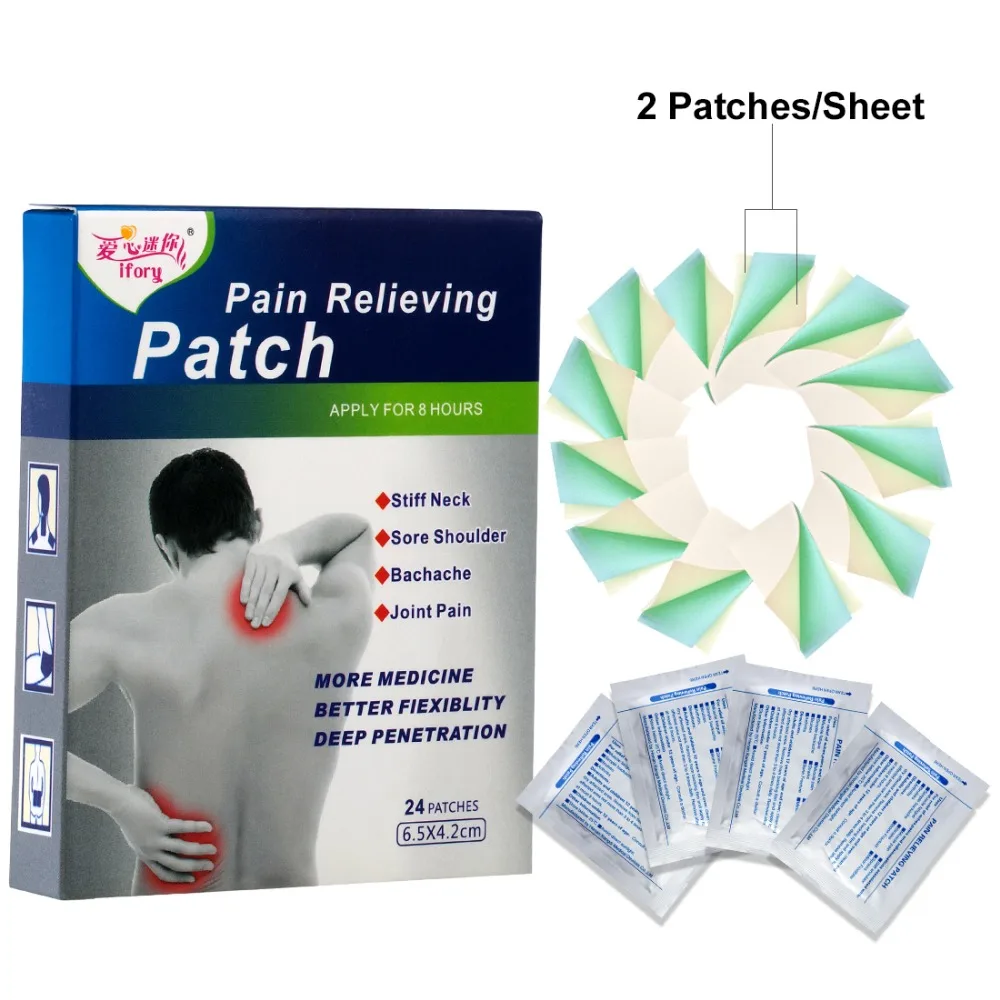 Ifory 24 Buah/Boks Plester Analgesik Mentol Sama dengan Pengobatan Nyeri Salonpas Patch Pereda Nyeri Otot Patch Nyeri Herbal