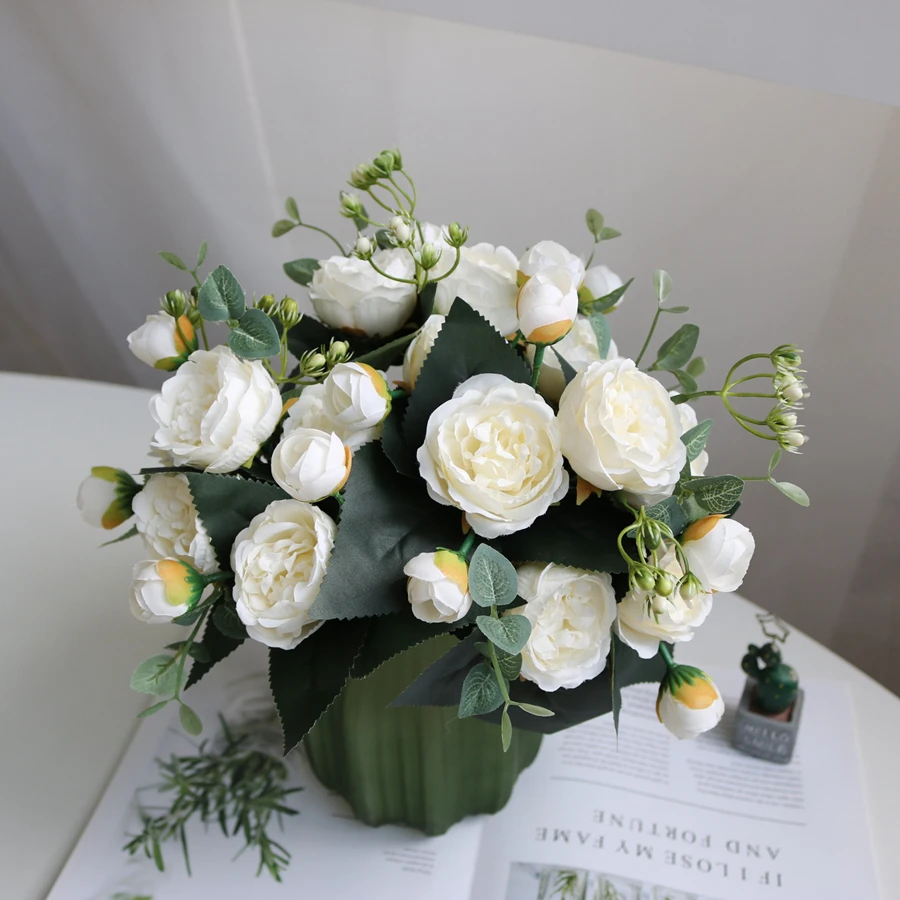 1 Stück Seidenrose Künstliche Blume Pfingstrose Outdoor UV-Schutz Hochzeit Brautstrauß Festival Dekoration Vase Wohnzimmer DIY Geschenk – Detail 11