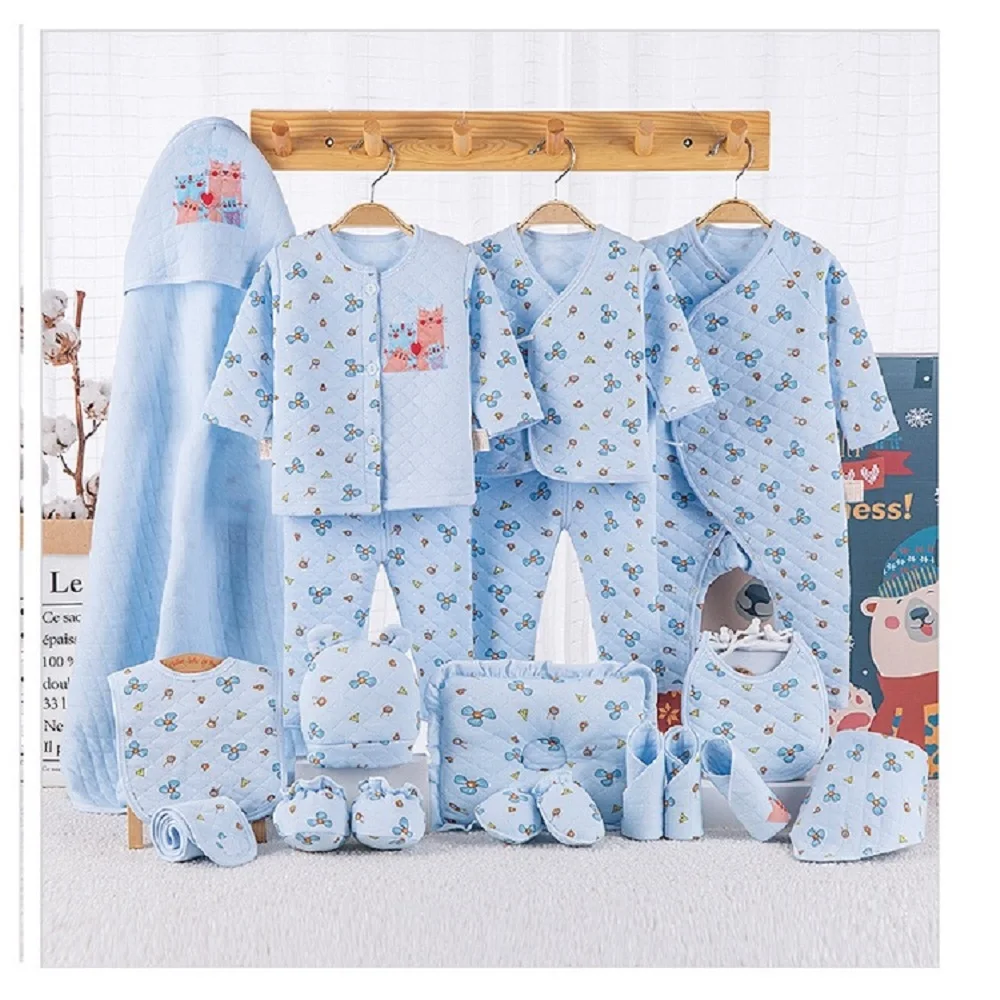 19 PCS New Year Gift For Newborn Baby Girl Clothes 100% Cotton Cute Infant Newborn Clothing Set Baby Boy Clothes 3 Colors