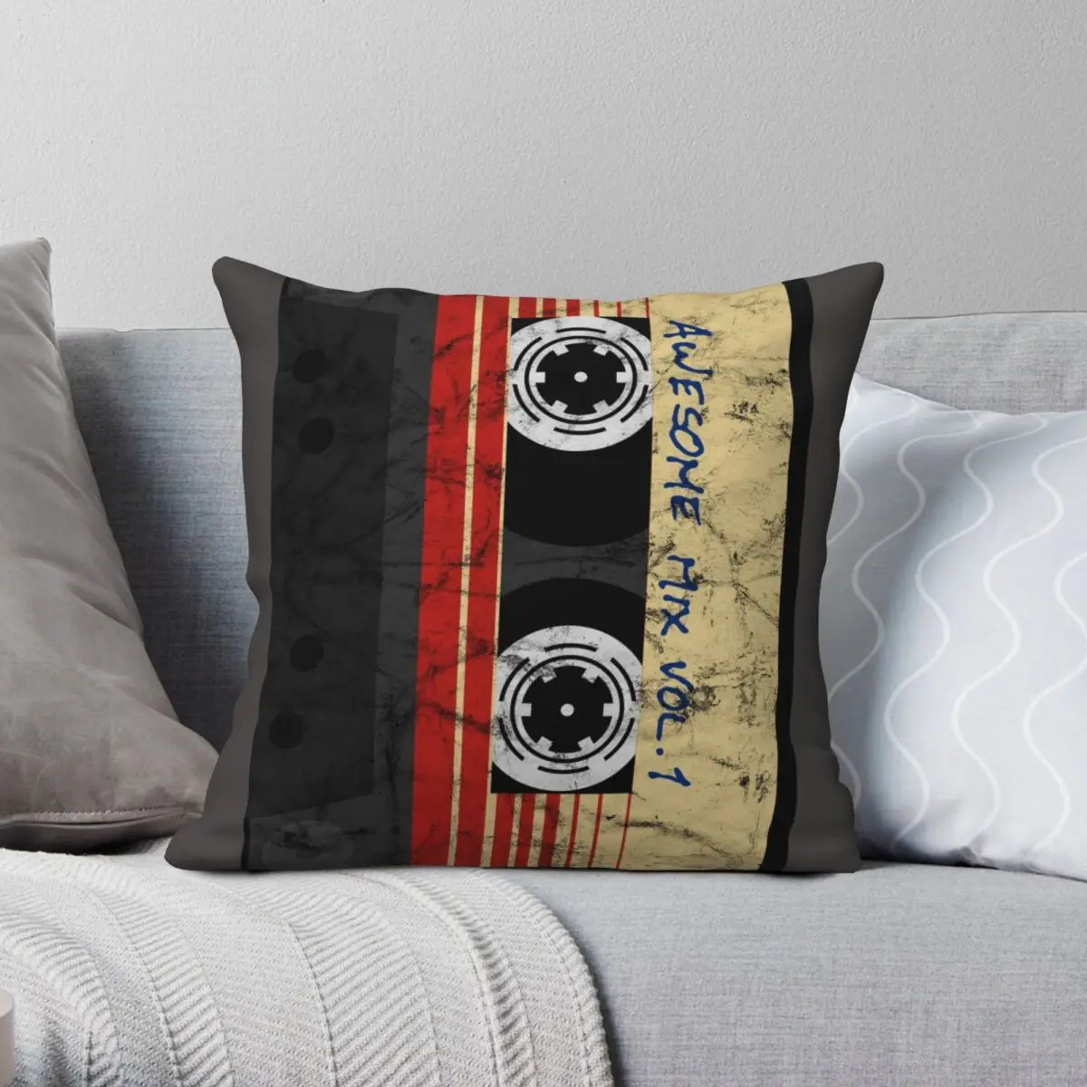 

Vintage Awesome Mixtape Vol. 1 Square Pillowcase Polyester Linen Velvet Printed Zip Decorative Pillow Case Sofa Cushion Cover