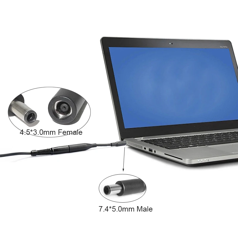 4.5x3.0mm 여성 7.4x5.0mm 남성 플러그 변환기 Dell 노트북 충전기 케이블 코드 용 Dc 전원 공급 장치 어댑터 커넥터