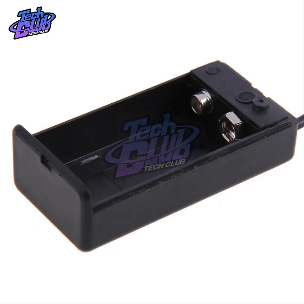 Custodia portabatteria 9V PP3 con interruttore ON/OFF con cavo metallico coperchio portatile per batteria + spina DC 2.1mm