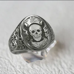 Personality Men's Jewelry Vintage Silver Plated Skull Ring Motorcycle Party Cool Ring Biker Jewelry for Men Women Wedding Ring